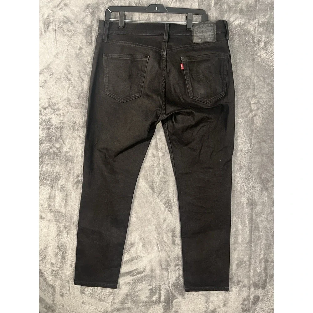 Levis 511 Slim Fit Mens Black Denim Jeans 34x30 Stretch Casual Pants
